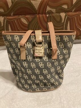 Dooney & Bourke Brown Logo Tote with Tan Trim